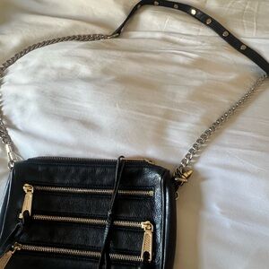 Rebecca Minkoff Black and Gold Crossbody Bag with Chain Strap